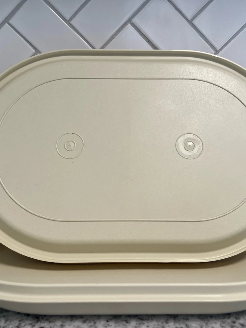 Vintage Tupperware Oval Hot Cold Server 3pc 1326 1327 1328 Gold Almond Set